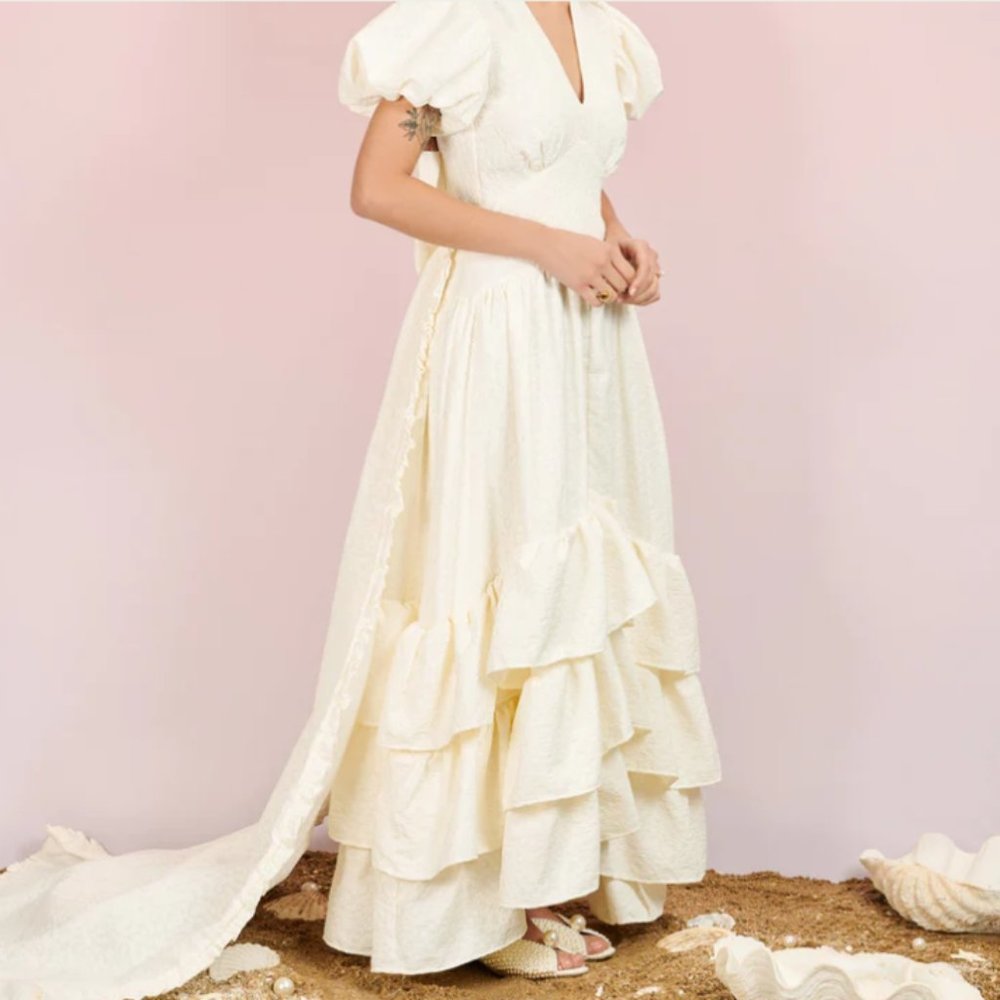 SISTER JANE CHLOE JACQUARD MAXI DRESS - WHITE ALYSSUM / S
